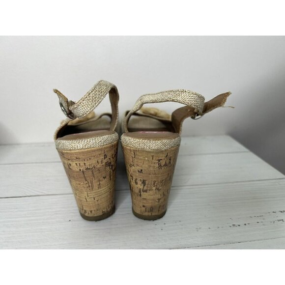 Pop Kalie Brown Floral cork wedge sandal shoes y2k Size 10M - Picture 10 of 15